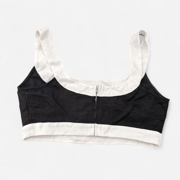 Reformation Robbie Linen Crop Top – Mod Girl Retro Minimalist Core black white 2 - Picture 4 of 7